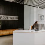 Justice HQ DTLA reception area
